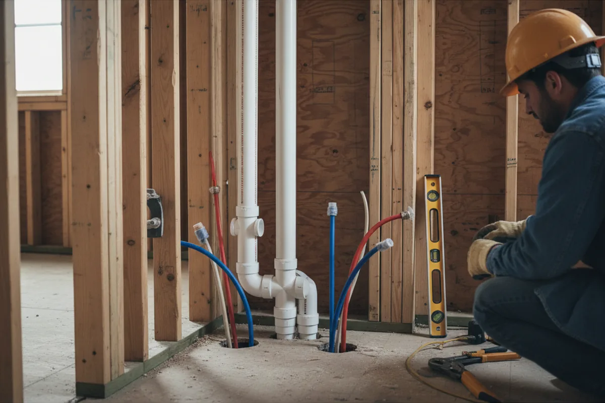 Drain and supply rough-in during Leak Detection in South Roxana