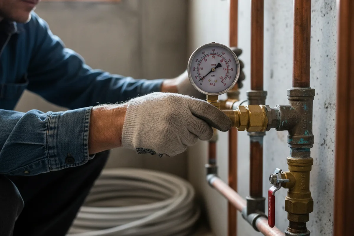 Pressure testing a repaired line during Water Line Repair in South Roxana